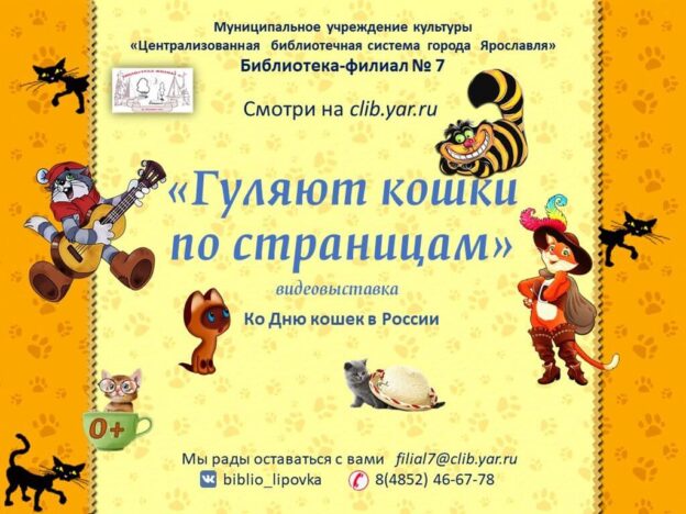 Видеовыставка «Гуляют кошки по страницам»