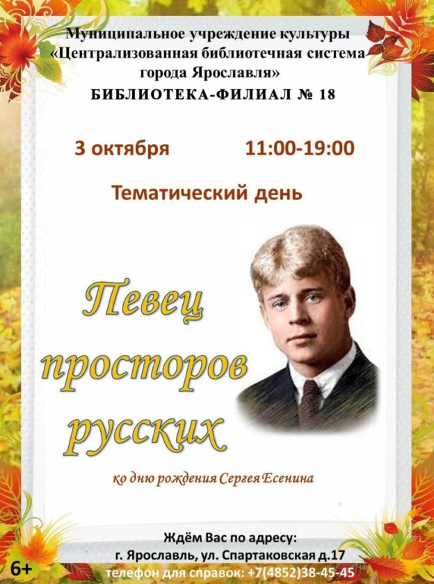 Тематический день «Певец просторов русских»