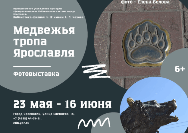 Фотовыставка Елены Беловой «Медвежья тропа Ярославля» 6+